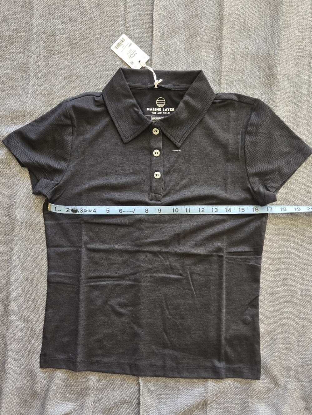 Marine Layer Women's Black Short-Sleeve Polo